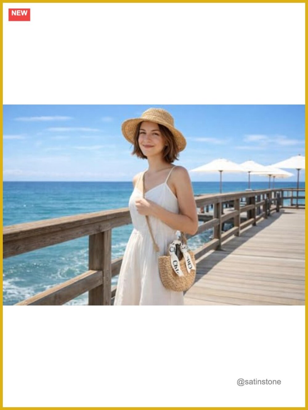 Handwoven Paper Rope Straw Shoulder Crossbody Beach Bag - Picture 2 of 7